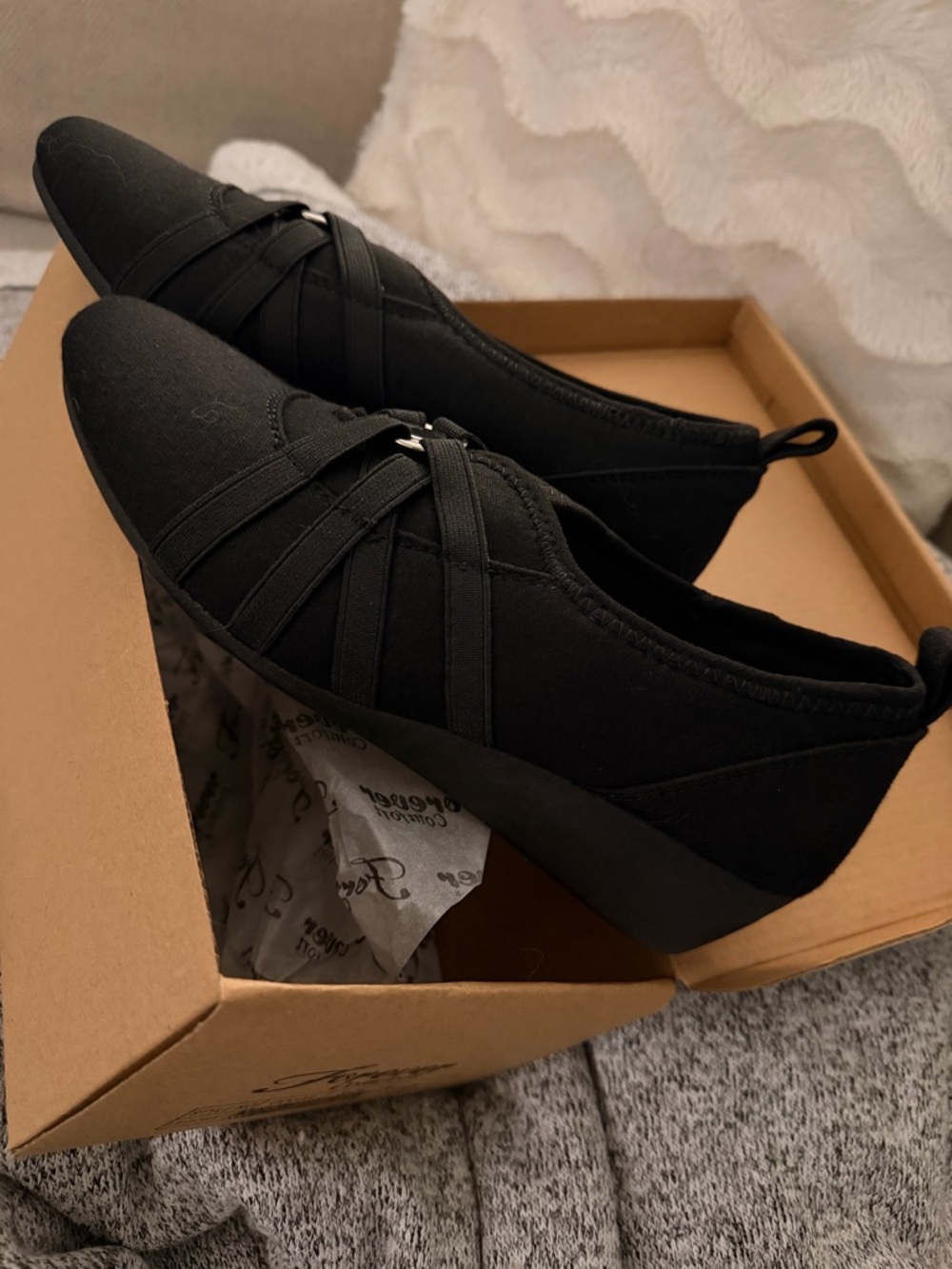 Women's Black Slip-On Wedge Loafers - Comfortable Everyday Shoes